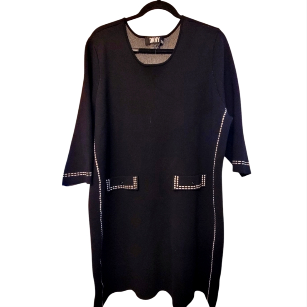 DKNY Black Ivory Knit Dress - Picture 4 of 9